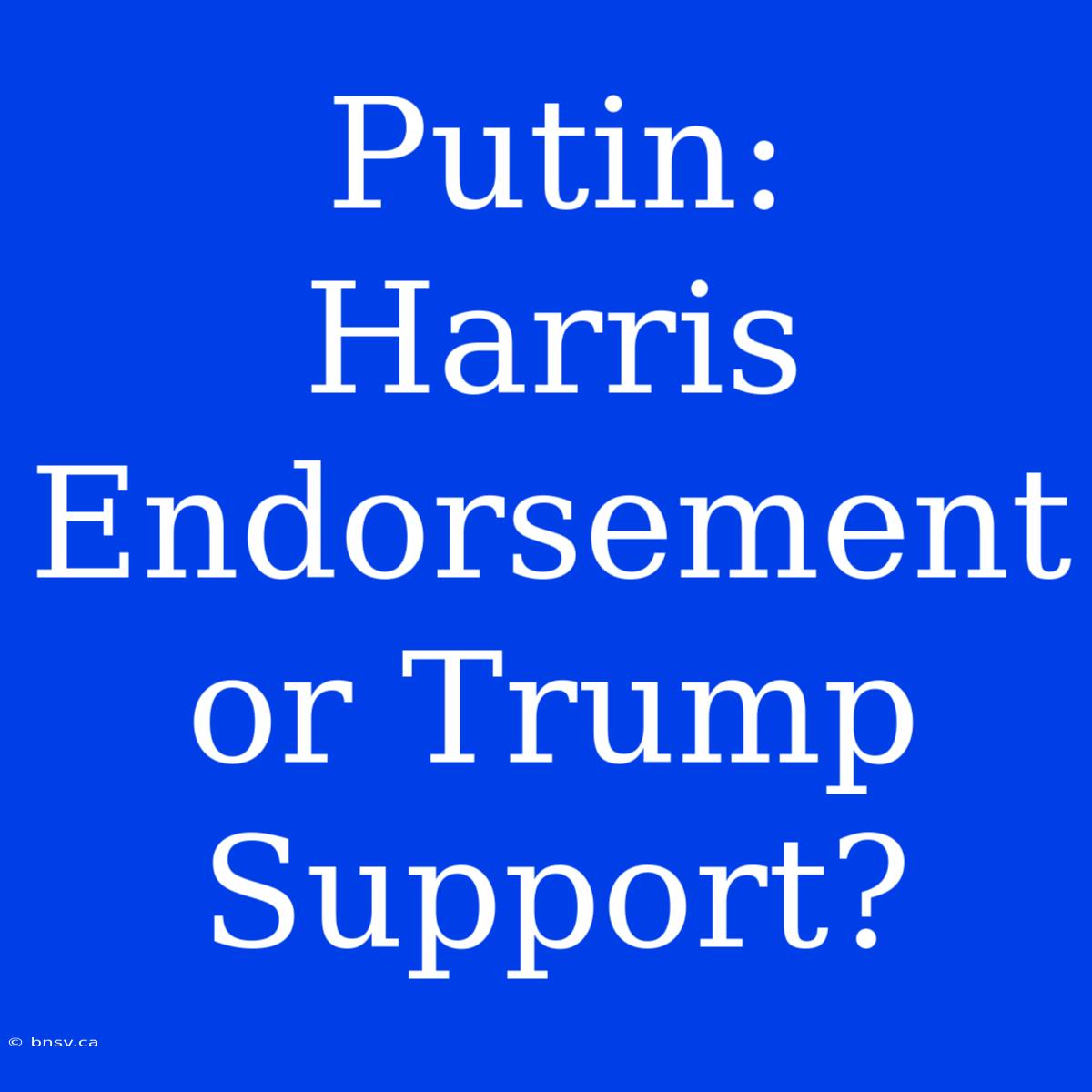 Putin:  Harris Endorsement Or Trump Support?