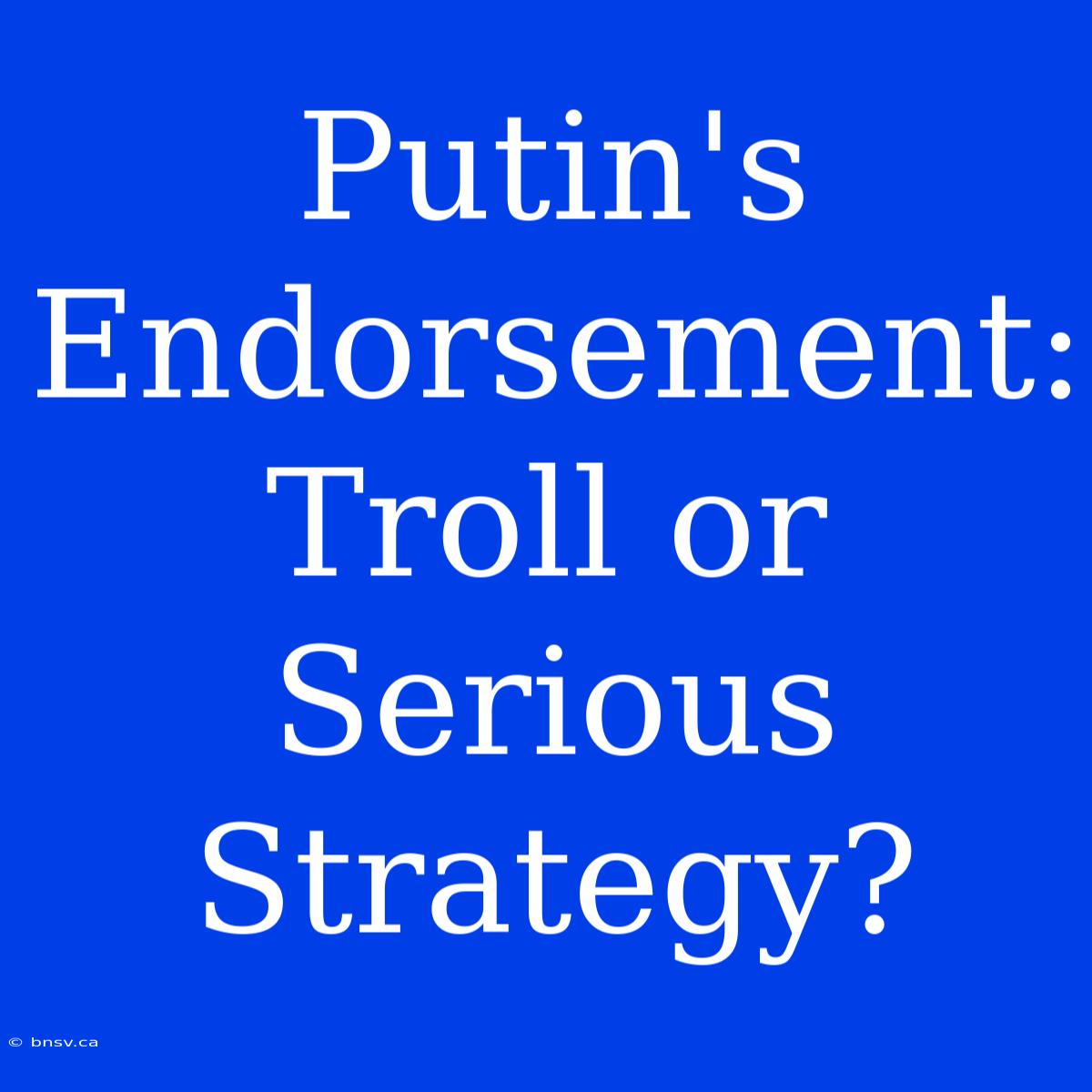 Putin's Endorsement: Troll Or Serious Strategy?