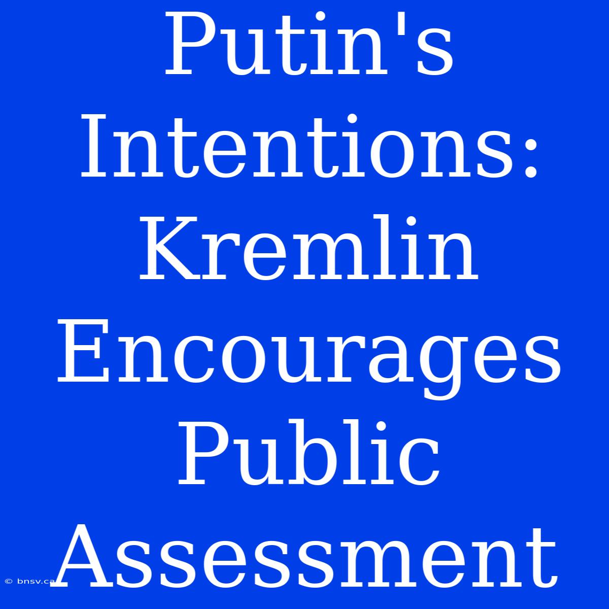 Putin's Intentions: Kremlin Encourages Public Assessment