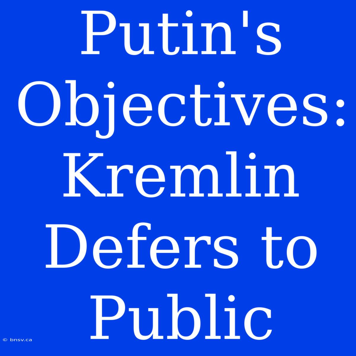 Putin's Objectives: Kremlin Defers To Public