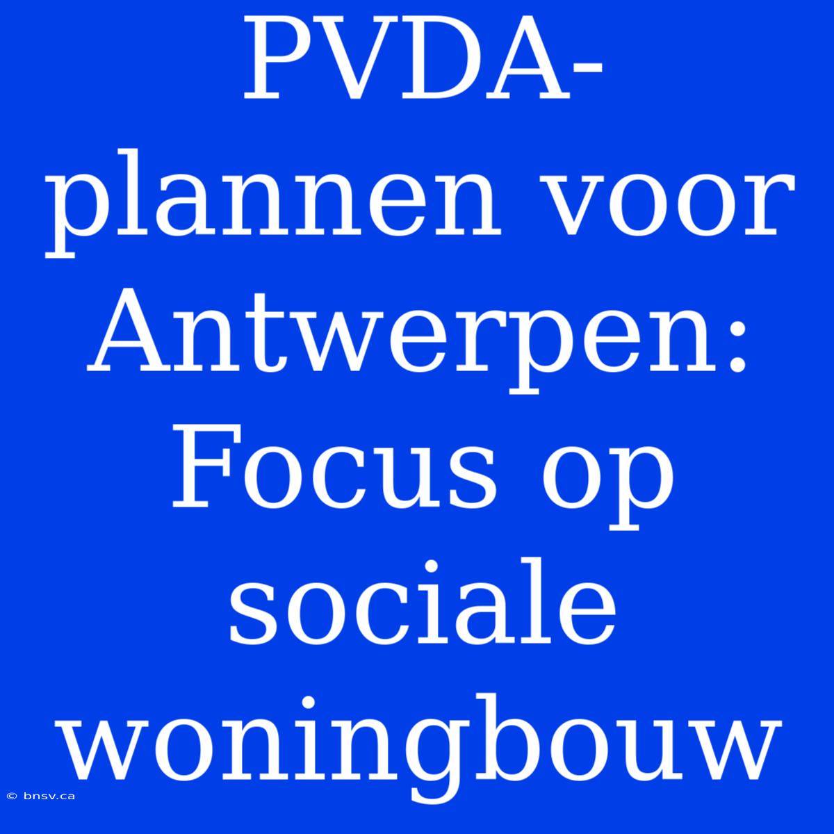 PVDA-plannen Voor Antwerpen: Focus Op Sociale Woningbouw