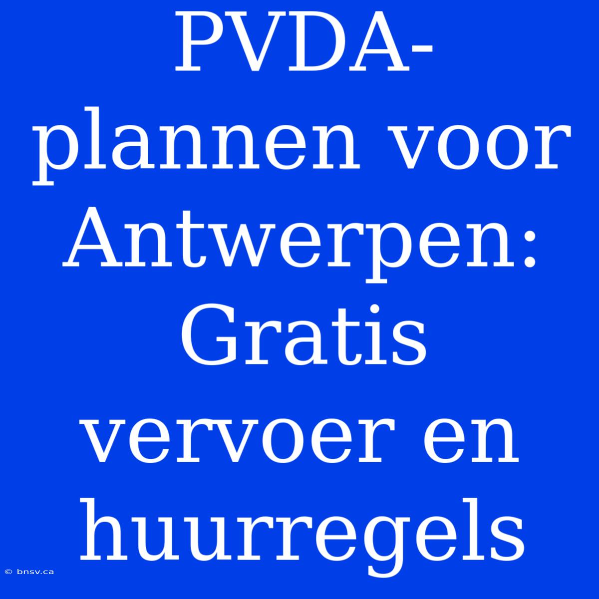 PVDA-plannen Voor Antwerpen: Gratis Vervoer En Huurregels