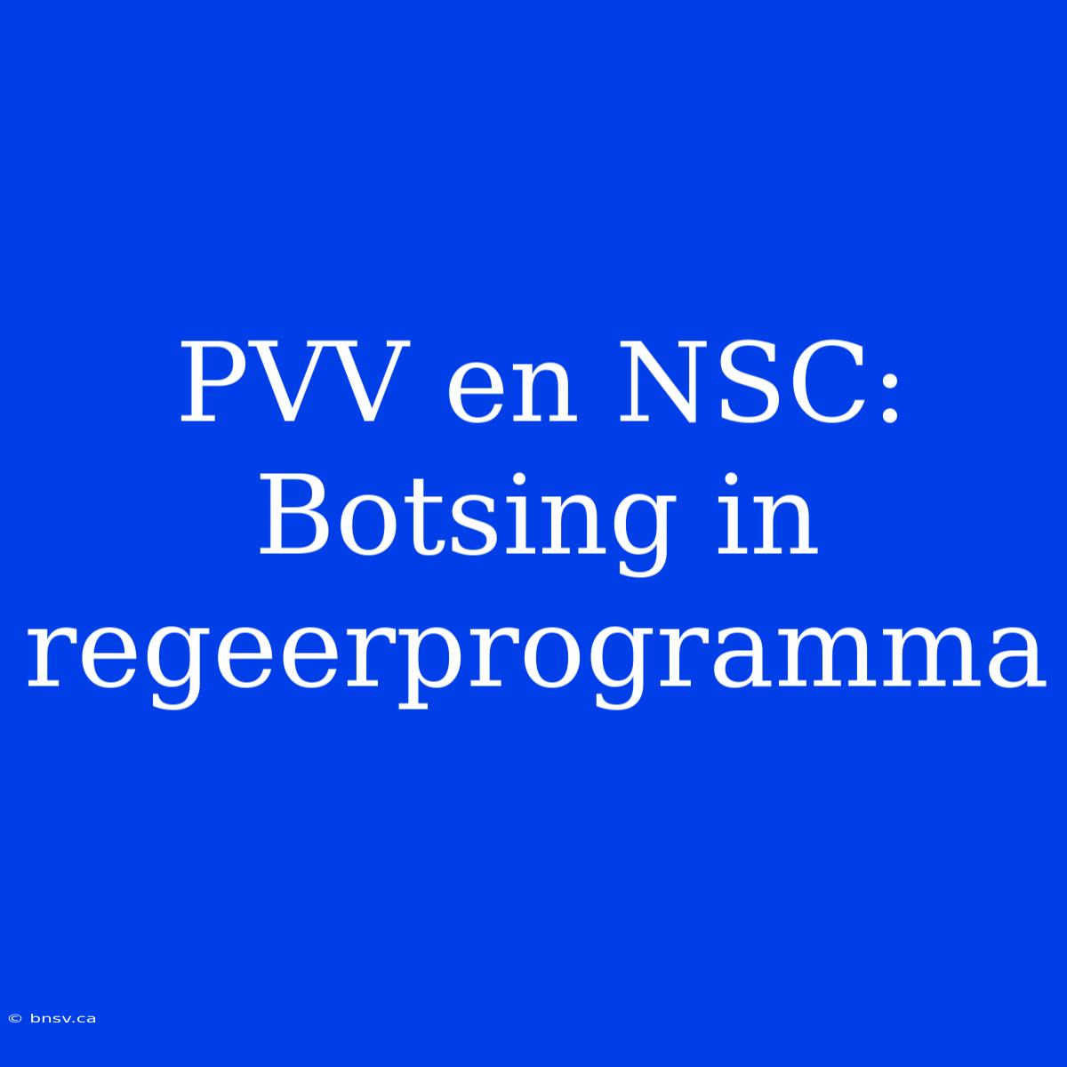 PVV En NSC: Botsing In Regeerprogramma