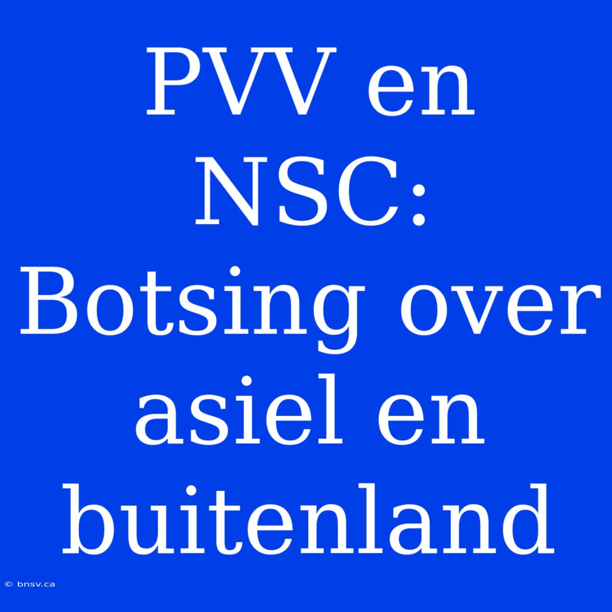 PVV En NSC: Botsing Over Asiel En Buitenland