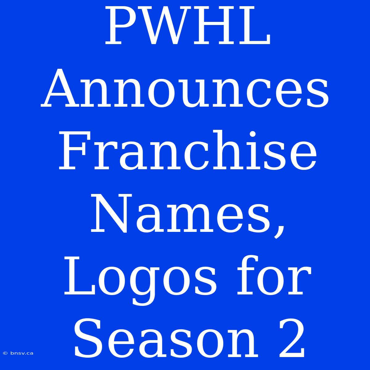 PWHL Announces Franchise Names, Logos For Season 2