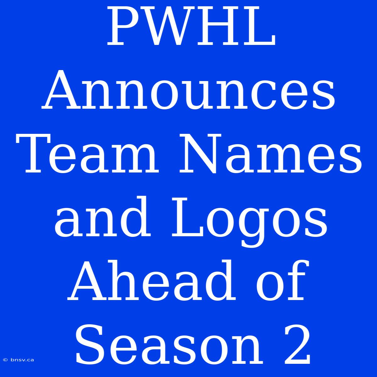 PWHL Announces Team Names And Logos Ahead Of Season 2