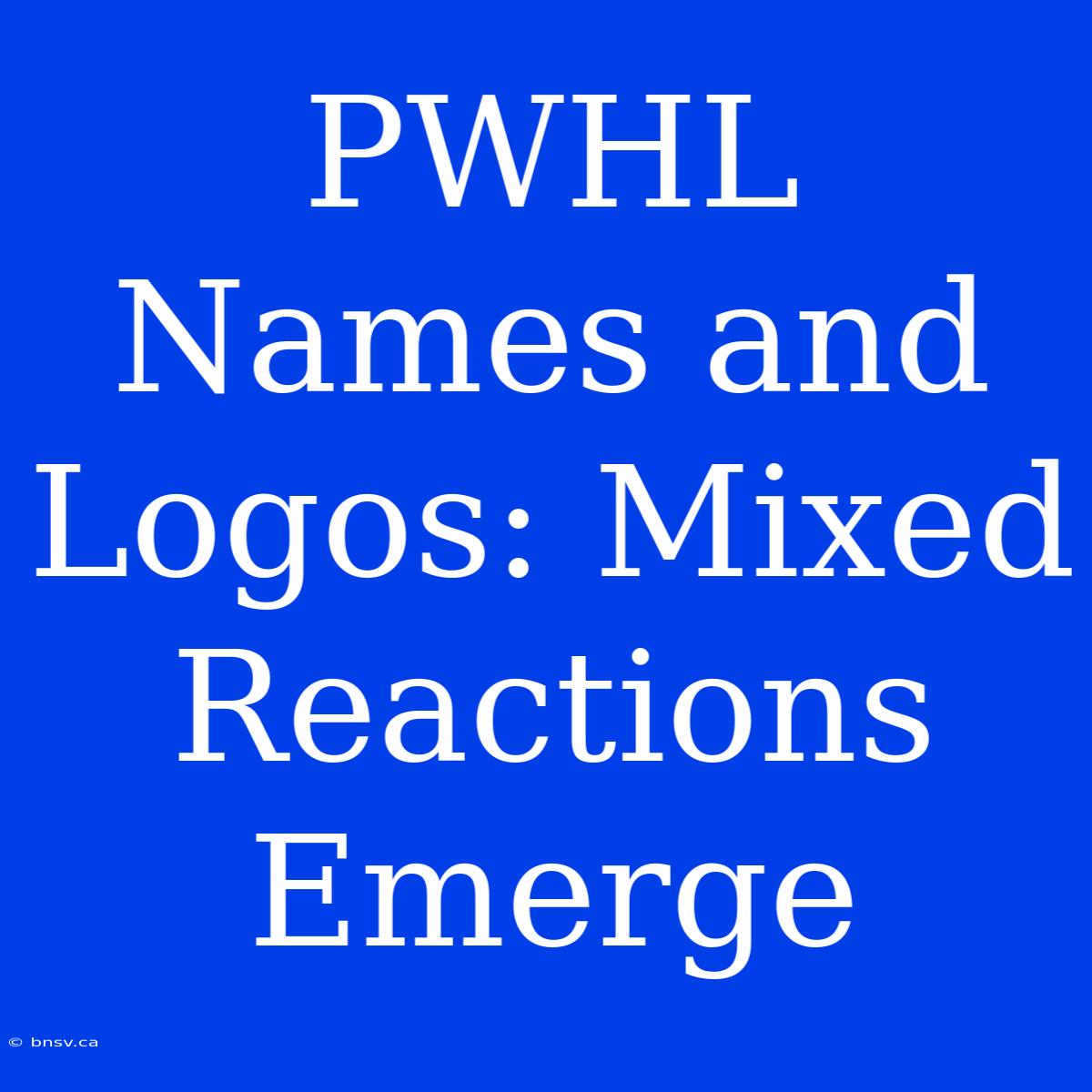 PWHL Names And Logos: Mixed Reactions Emerge