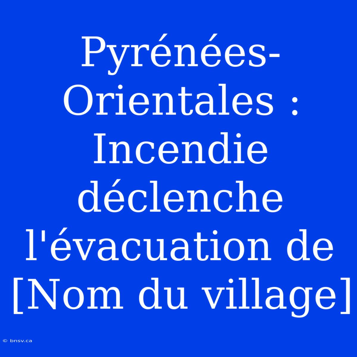 Pyrénées-Orientales : Incendie Déclenche L'évacuation De [Nom Du Village]