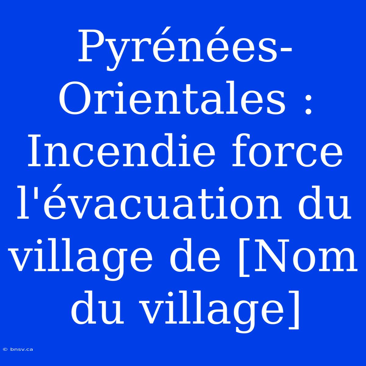 Pyrénées-Orientales : Incendie Force L'évacuation Du Village De [Nom Du Village]