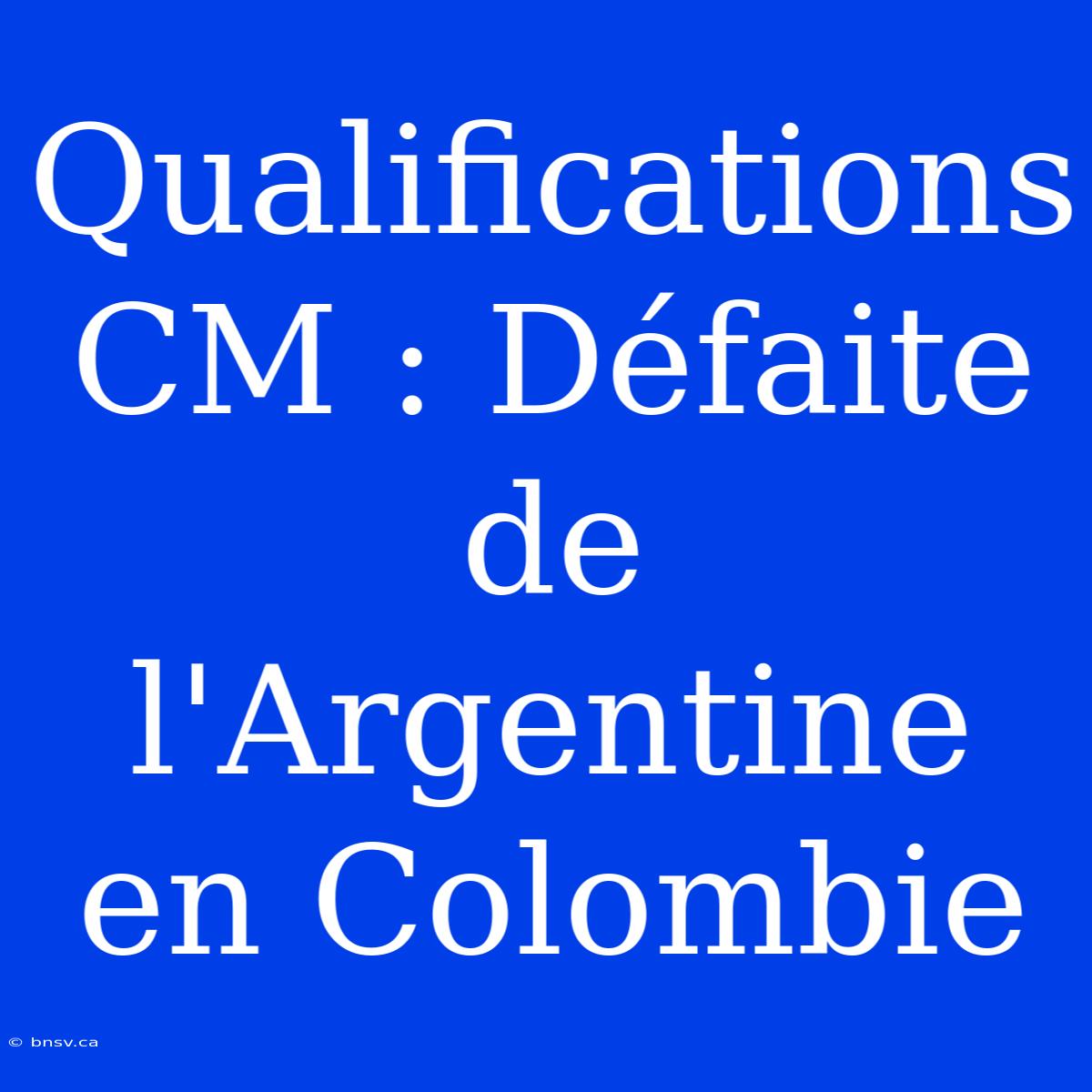 Qualifications CM : Défaite De L'Argentine En Colombie