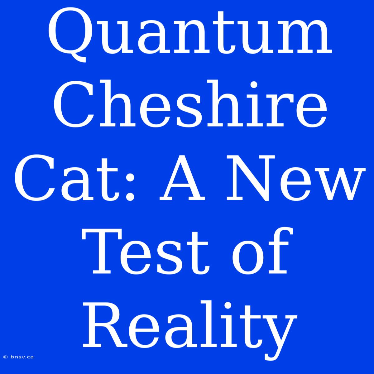 Quantum Cheshire Cat: A New Test Of Reality