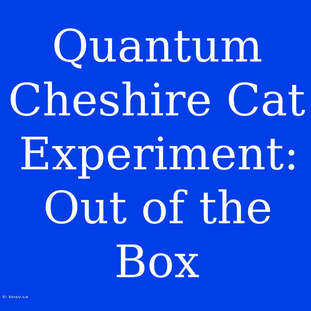 Quantum Cheshire Cat Experiment: Out Of The Box