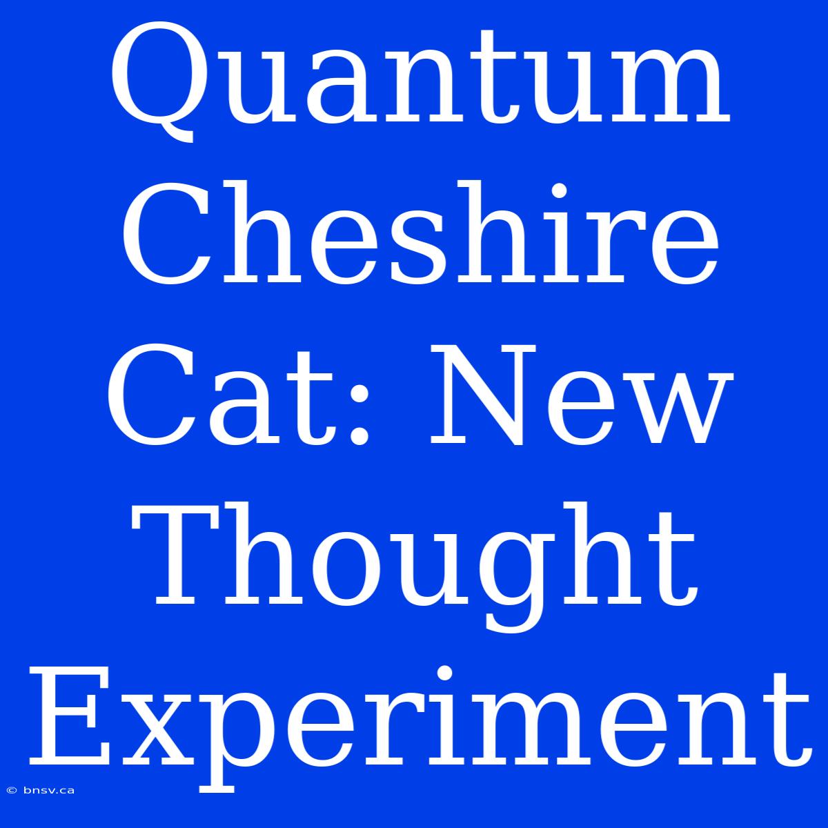 Quantum Cheshire Cat: New Thought Experiment