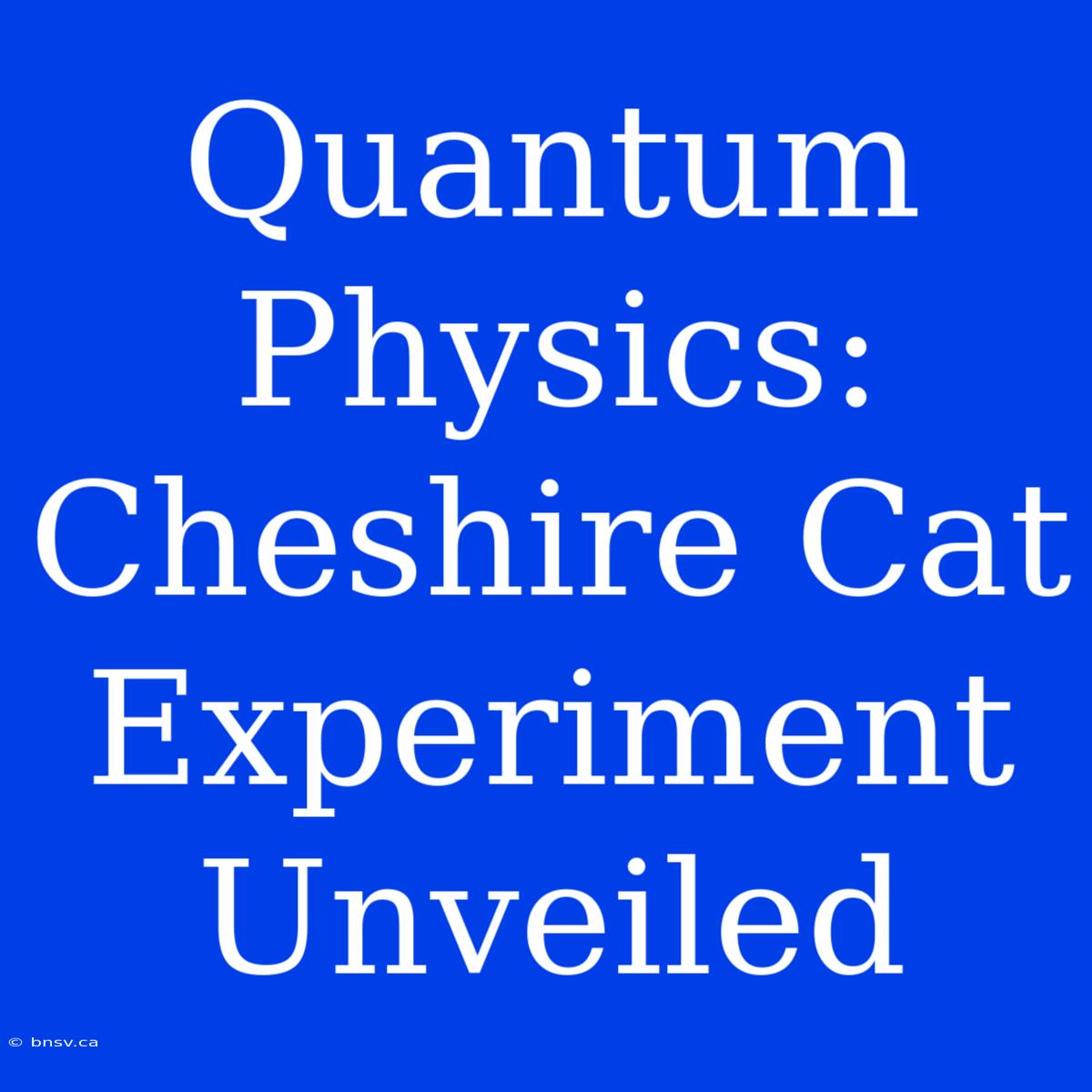 Quantum Physics: Cheshire Cat Experiment Unveiled