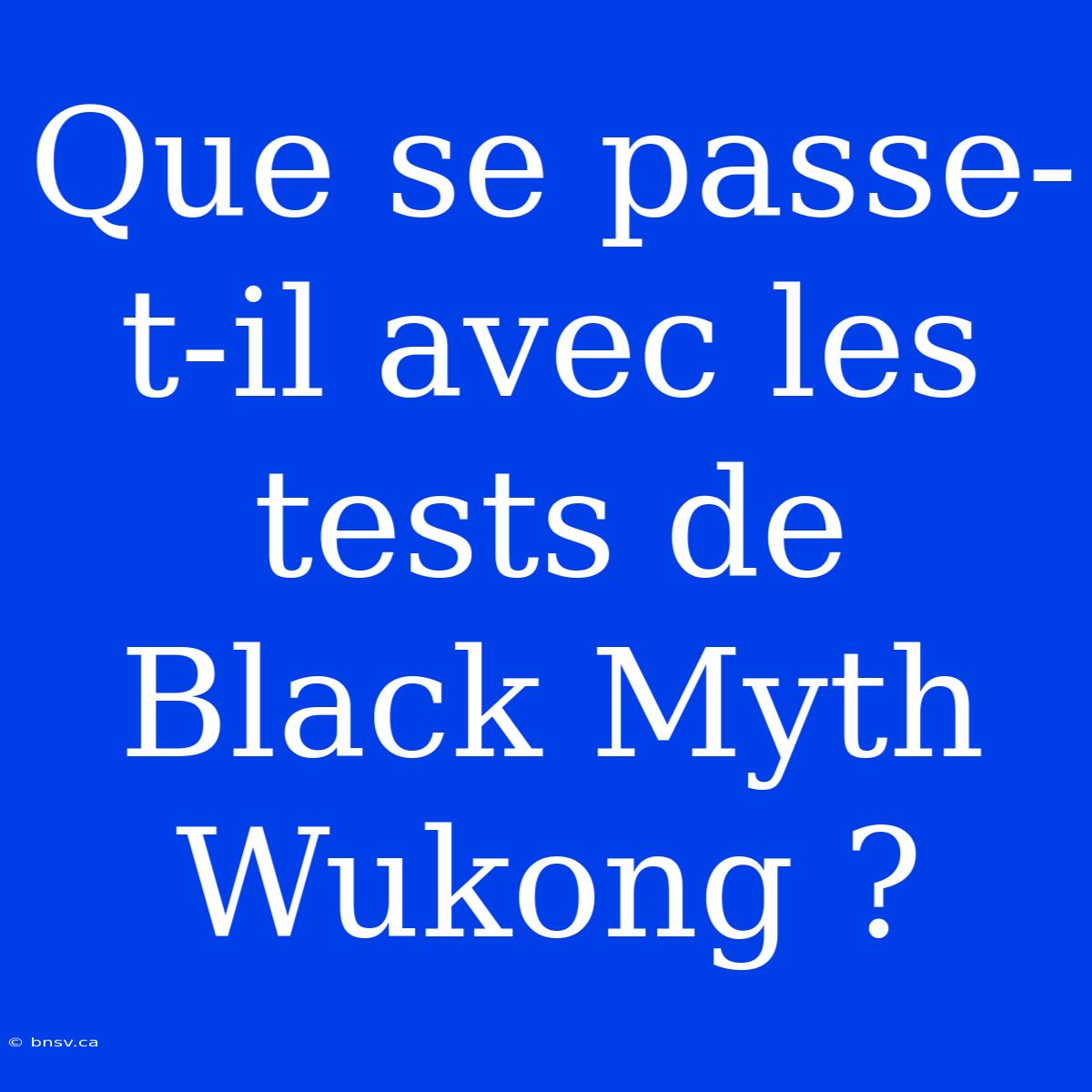 Que Se Passe-t-il Avec Les Tests De Black Myth Wukong ?