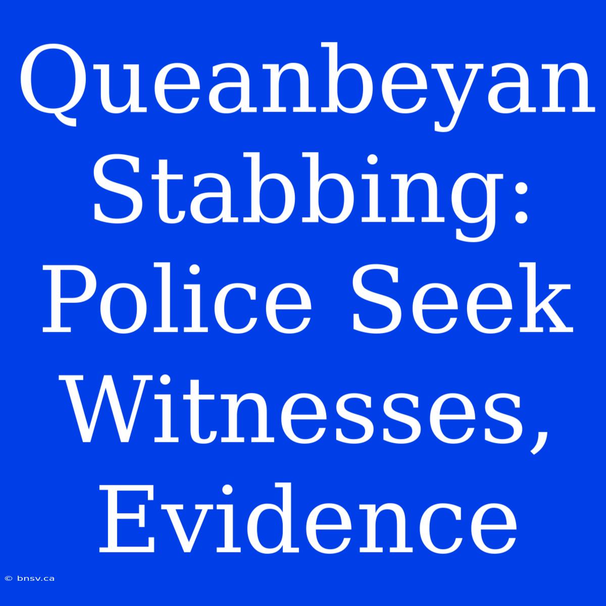 Queanbeyan Stabbing: Police Seek Witnesses, Evidence