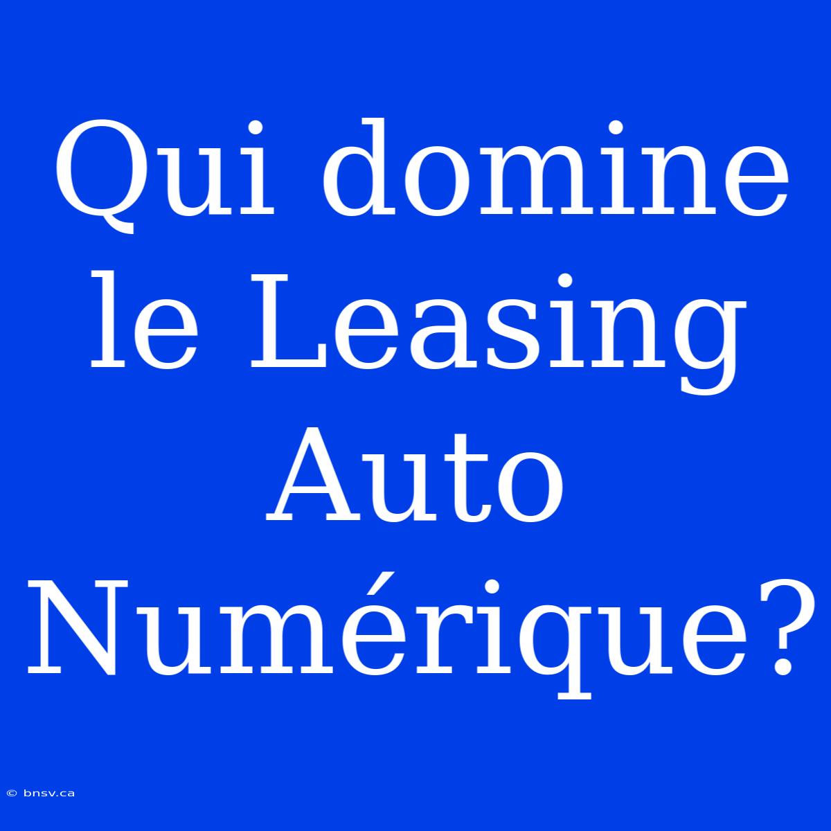 Qui Domine Le Leasing Auto Numérique?