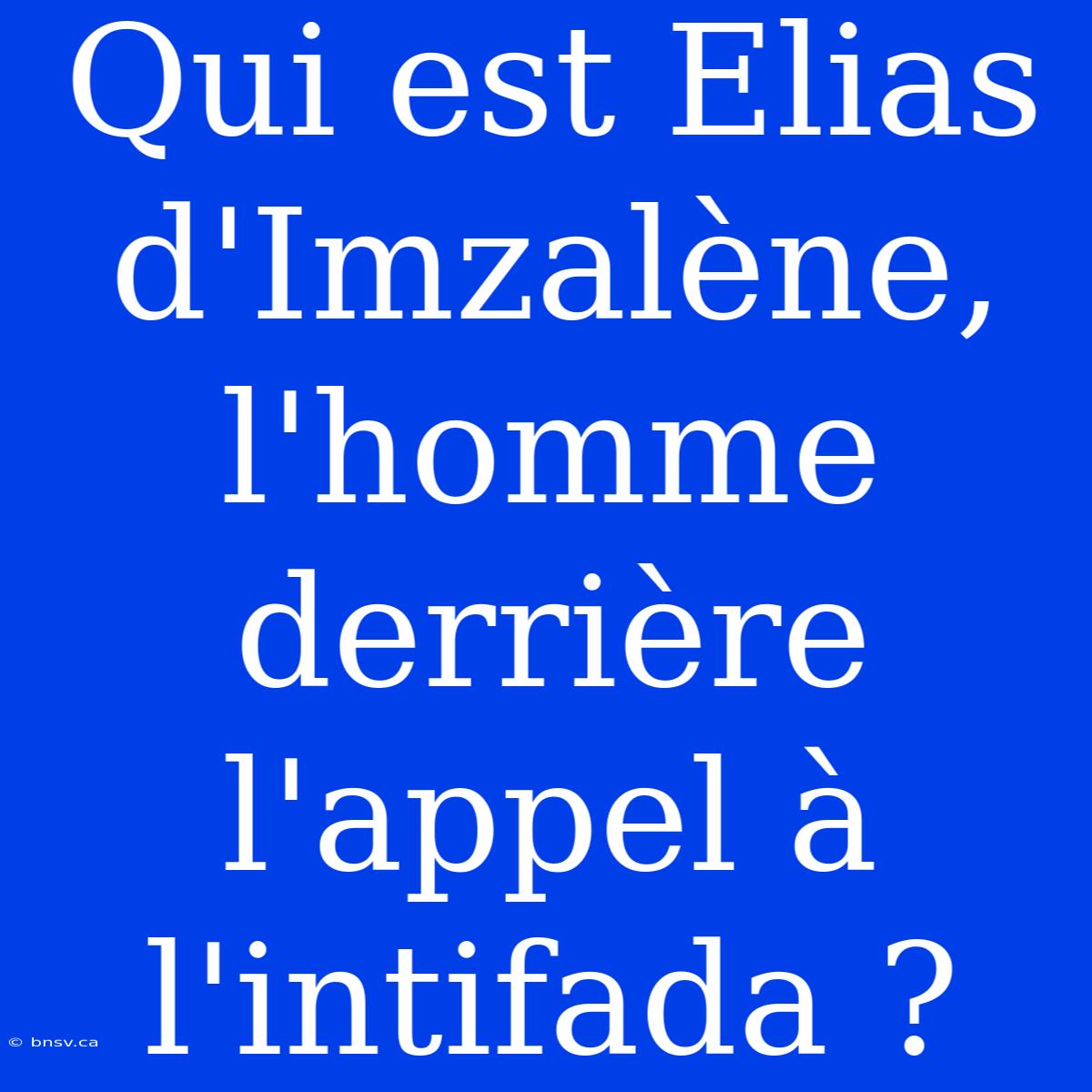 Qui Est Elias D'Imzalène, L'homme Derrière L'appel À L'intifada ?