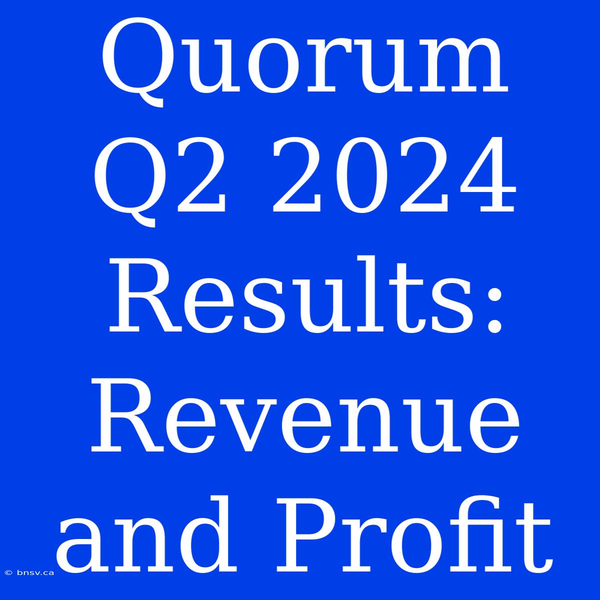 Quorum Q2 2024 Results: Revenue And Profit