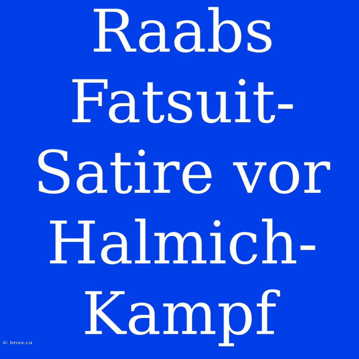 Raabs Fatsuit-Satire Vor Halmich-Kampf