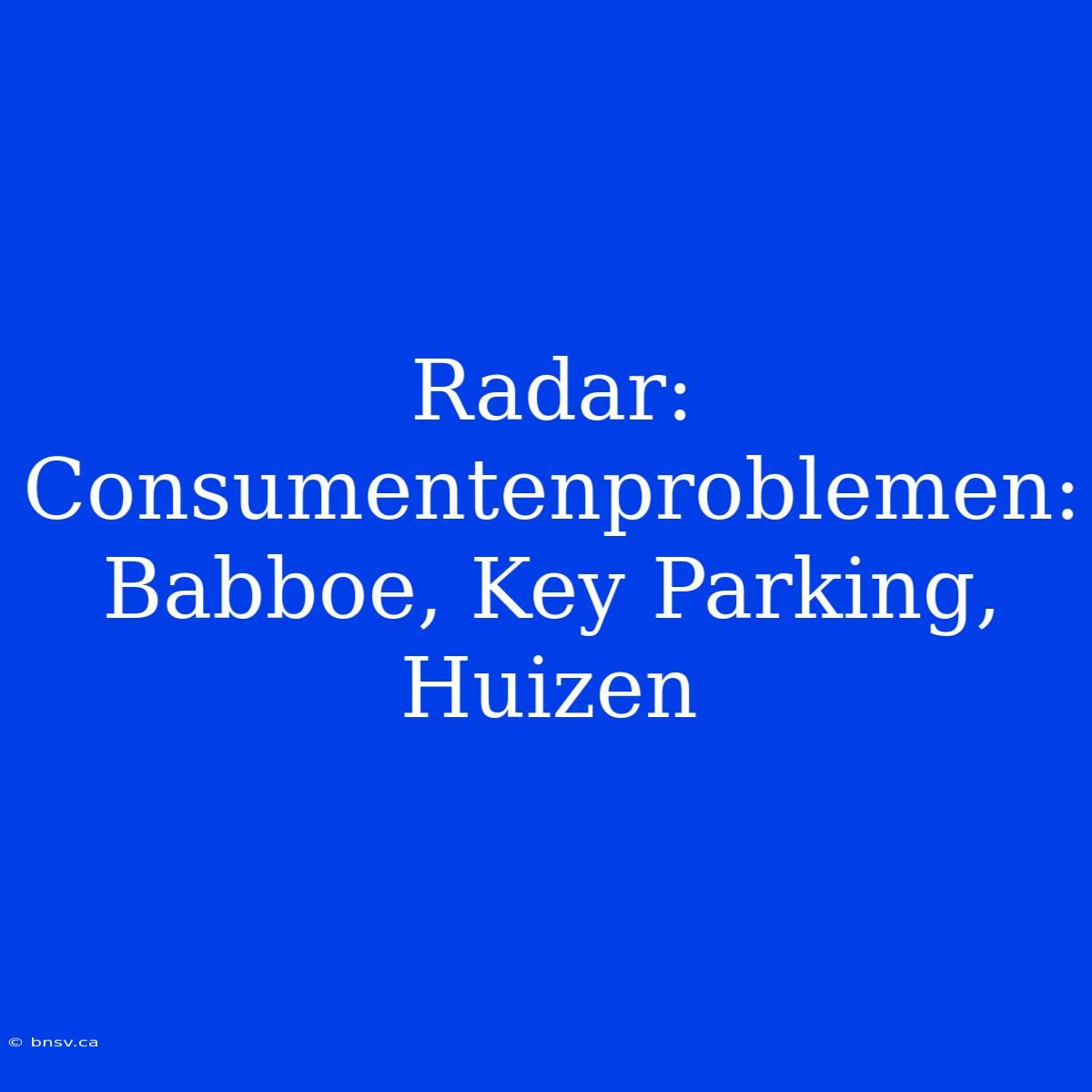 Radar: Consumentenproblemen: Babboe, Key Parking, Huizen