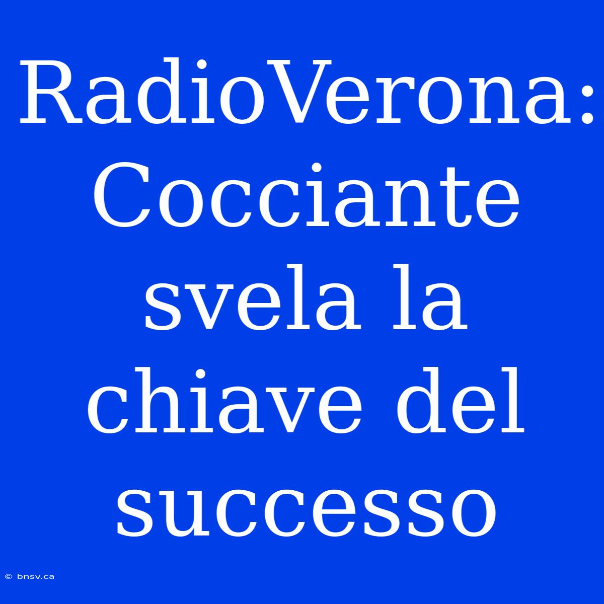 RadioVerona: Cocciante Svela La Chiave Del Successo