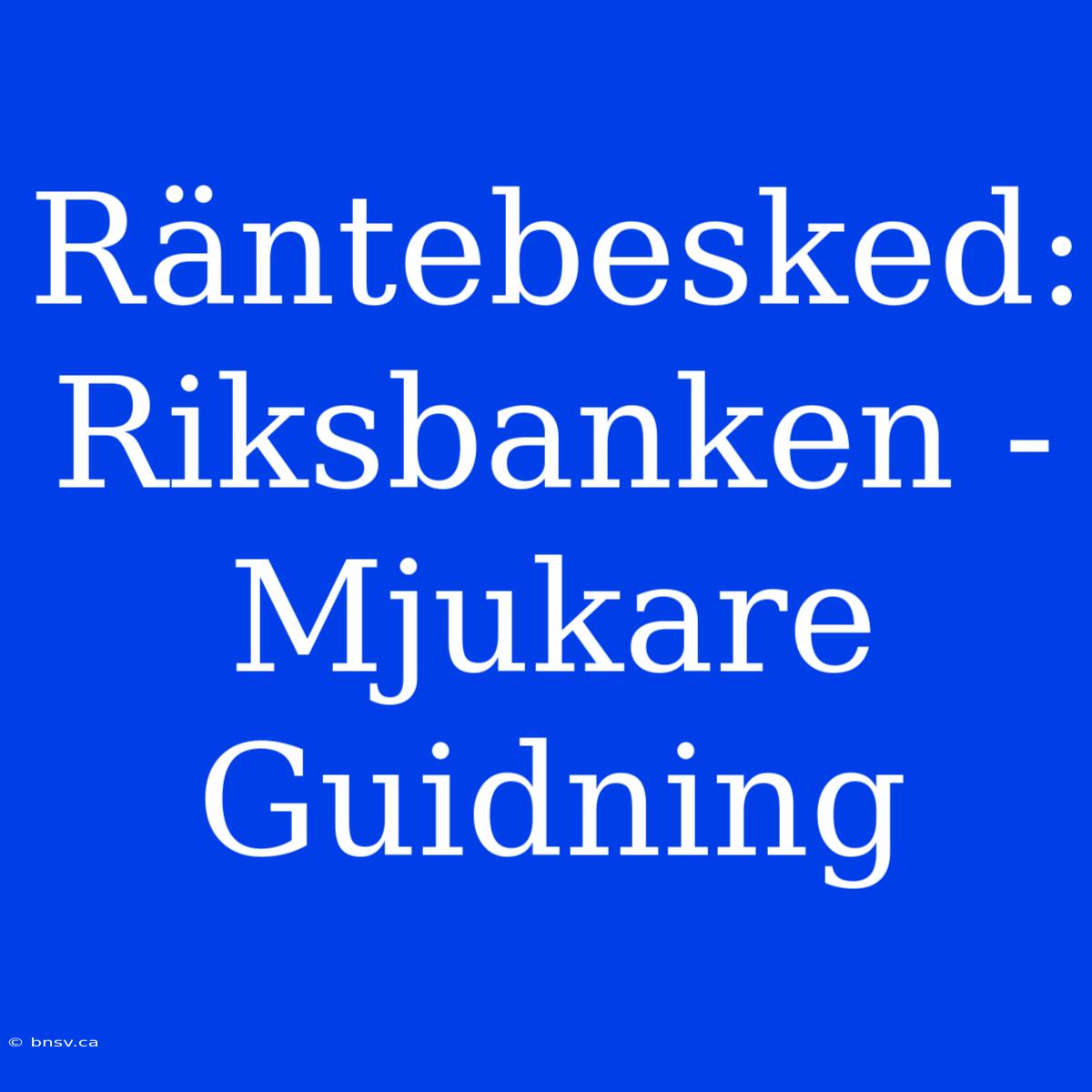 Räntebesked: Riksbanken - Mjukare Guidning