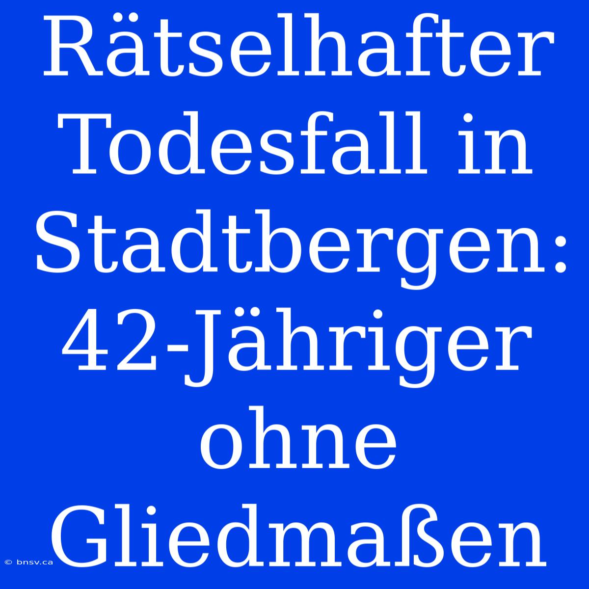 Rätselhafter Todesfall In Stadtbergen: 42-Jähriger Ohne Gliedmaßen