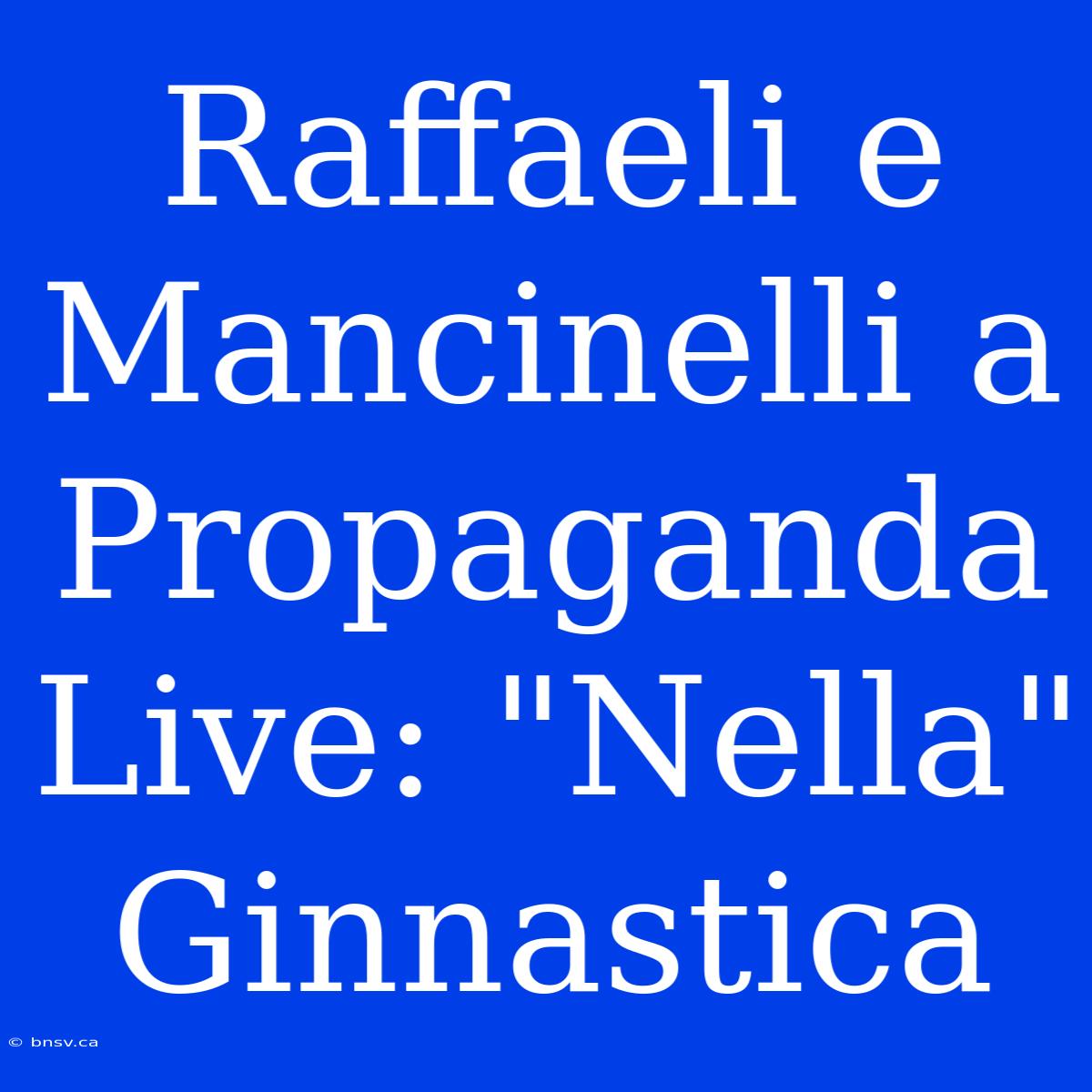 Raffaeli E Mancinelli A Propaganda Live: 