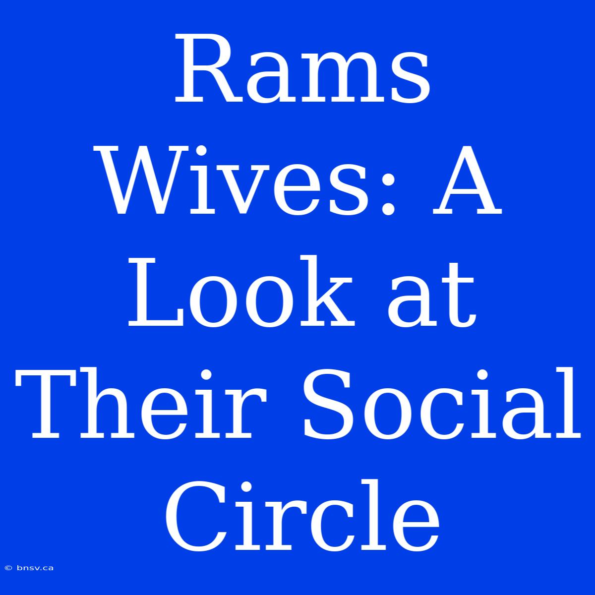 Rams Wives: A Look At Their Social Circle