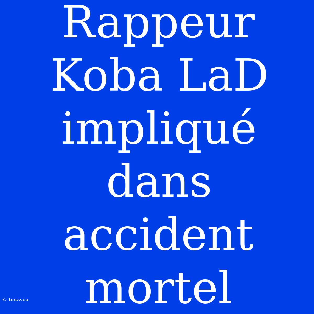 Rappeur Koba LaD Impliqué Dans Accident Mortel