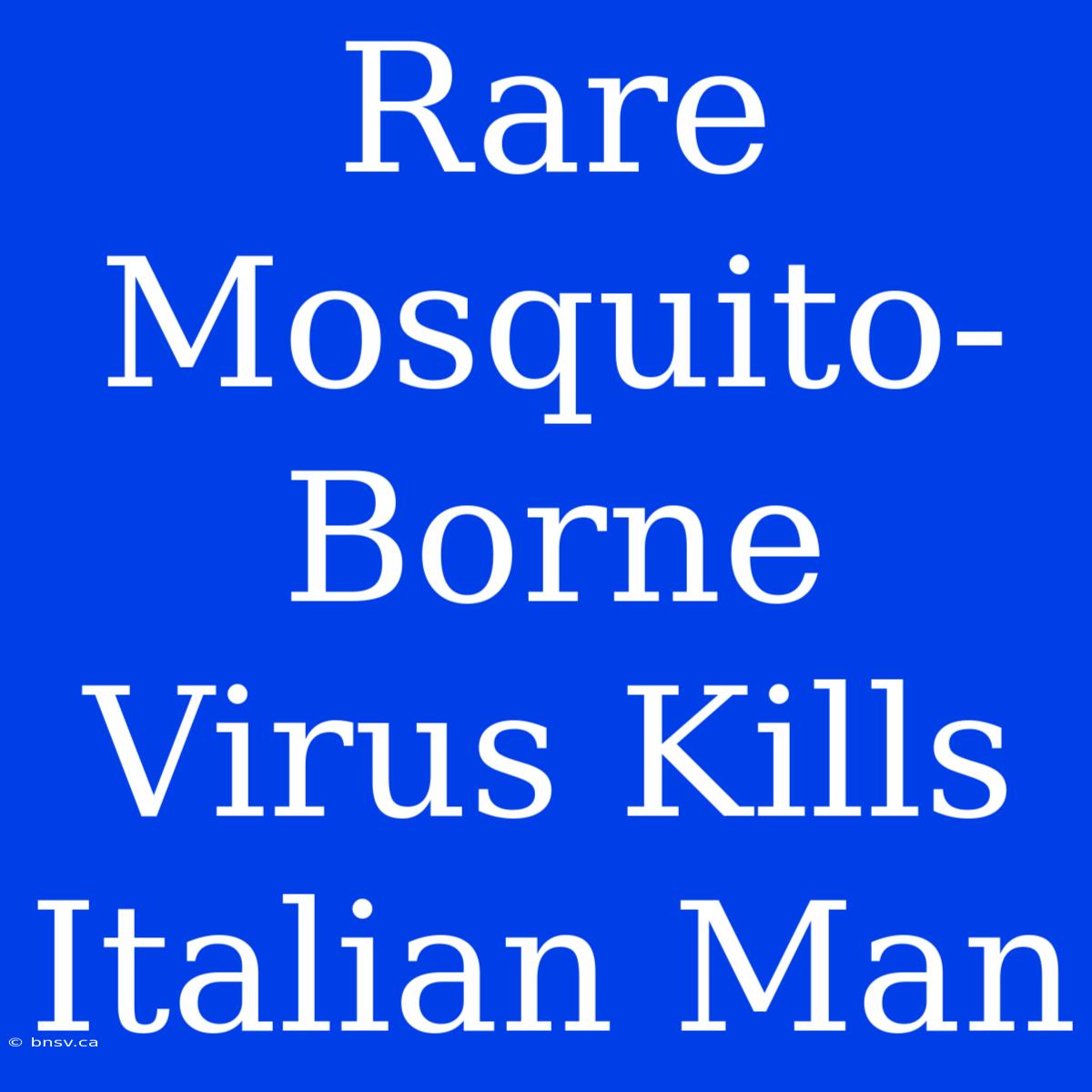 Rare Mosquito-Borne Virus Kills Italian Man