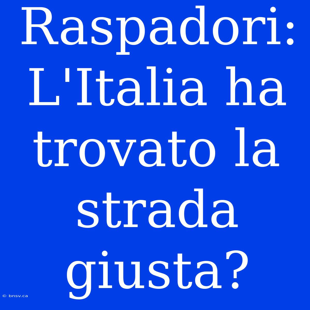 Raspadori: L'Italia Ha Trovato La Strada Giusta?