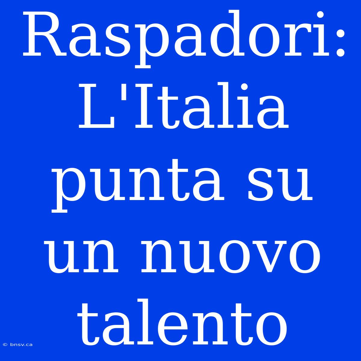 Raspadori: L'Italia Punta Su Un Nuovo Talento