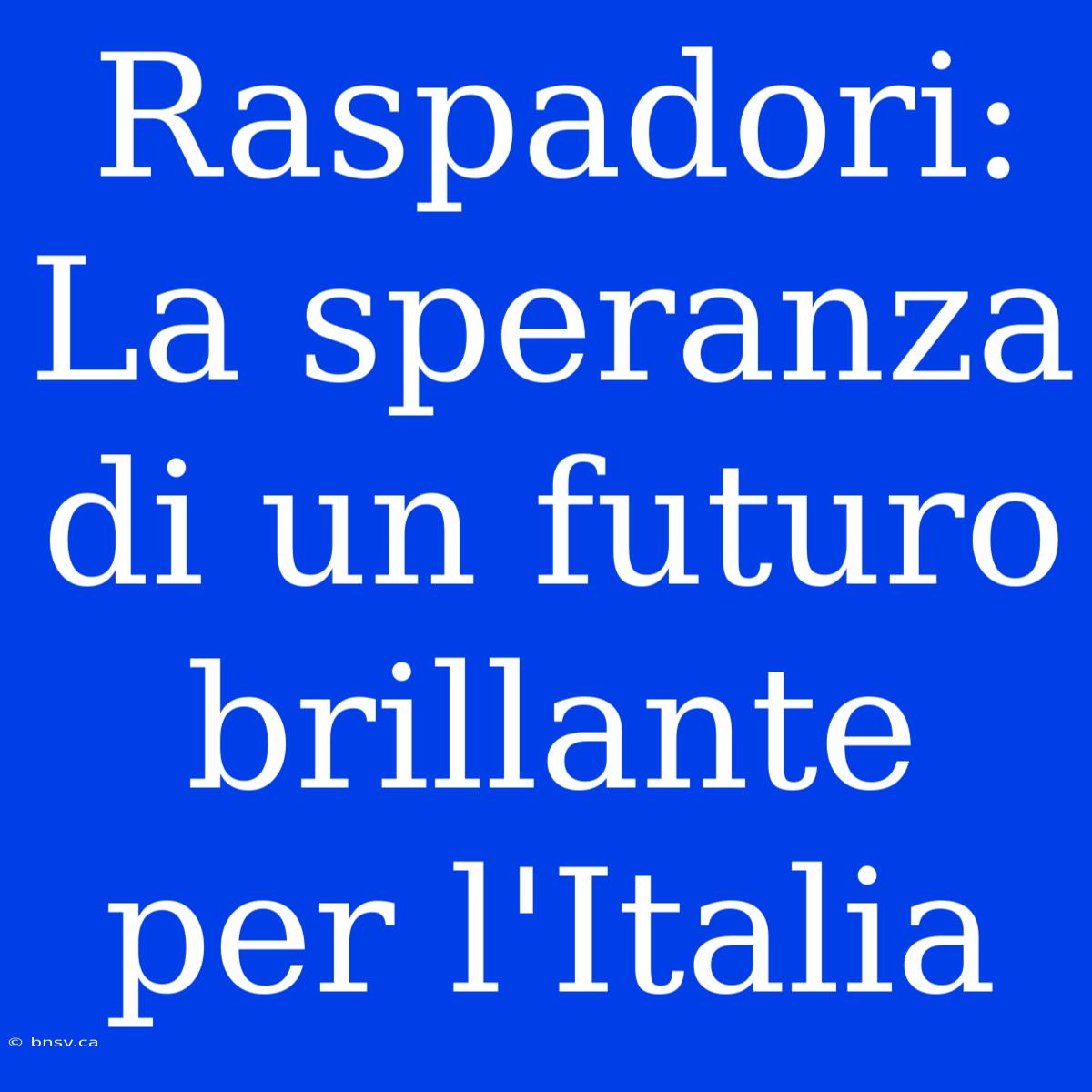 Raspadori: La Speranza Di Un Futuro Brillante Per L'Italia