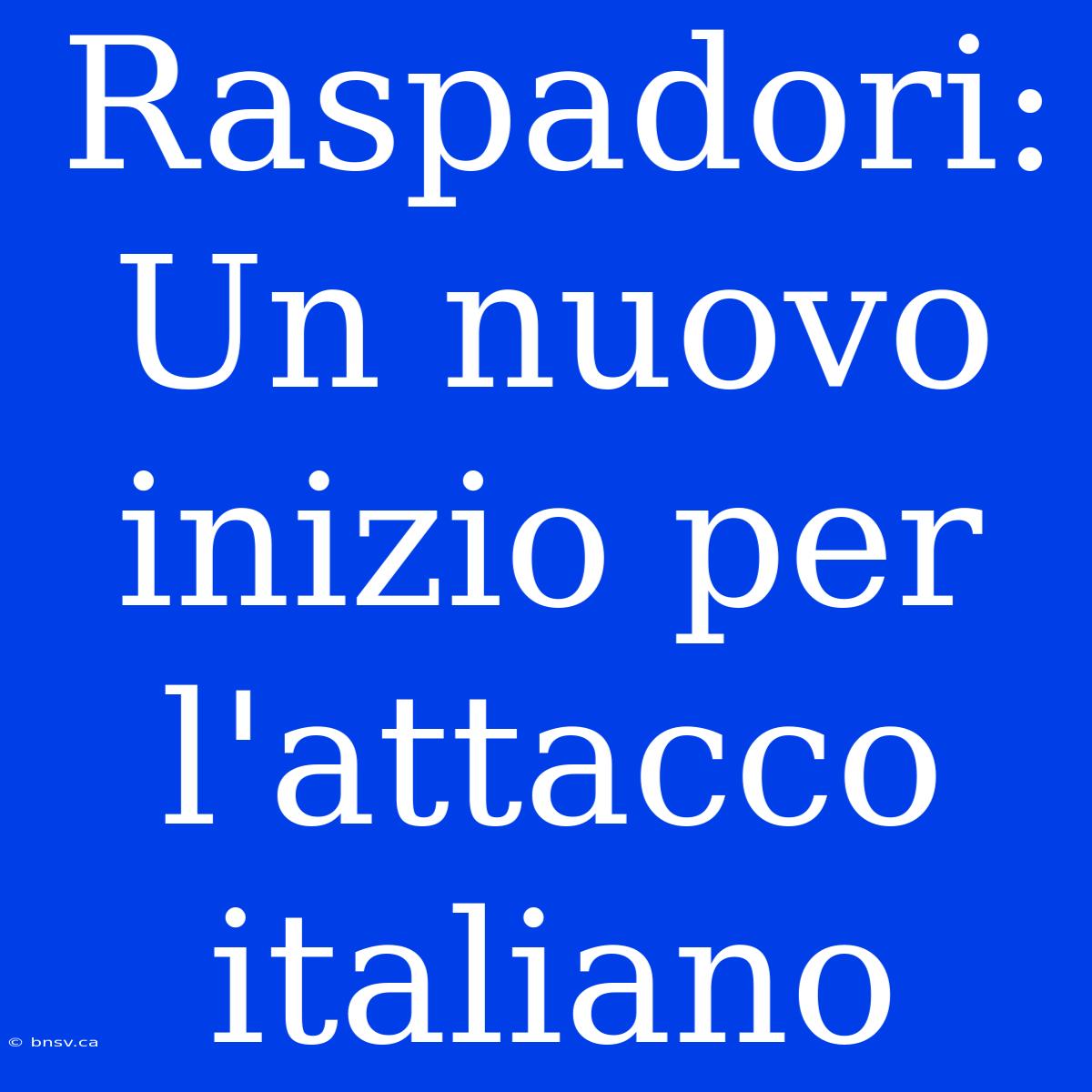 Raspadori: Un Nuovo Inizio Per L'attacco Italiano