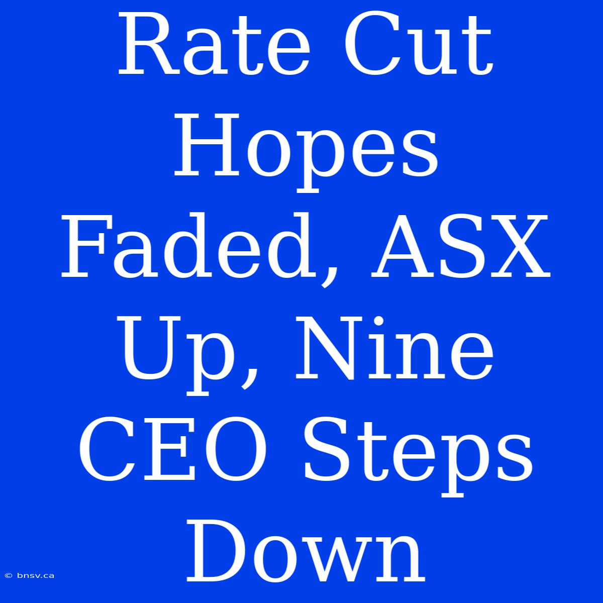 Rate Cut Hopes Faded, ASX Up, Nine CEO Steps Down