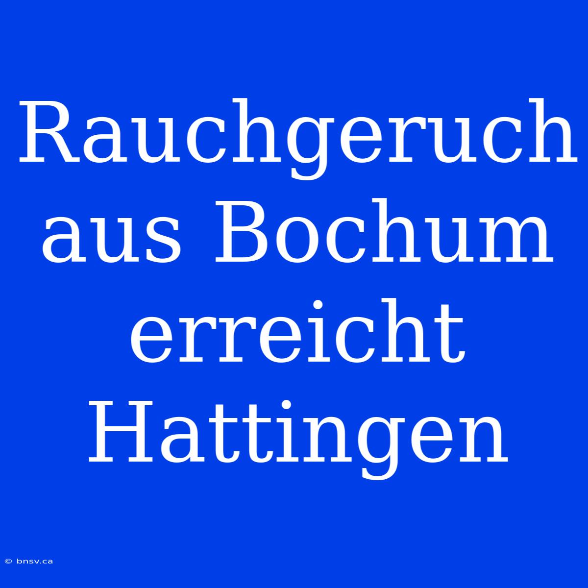 Rauchgeruch Aus Bochum Erreicht Hattingen