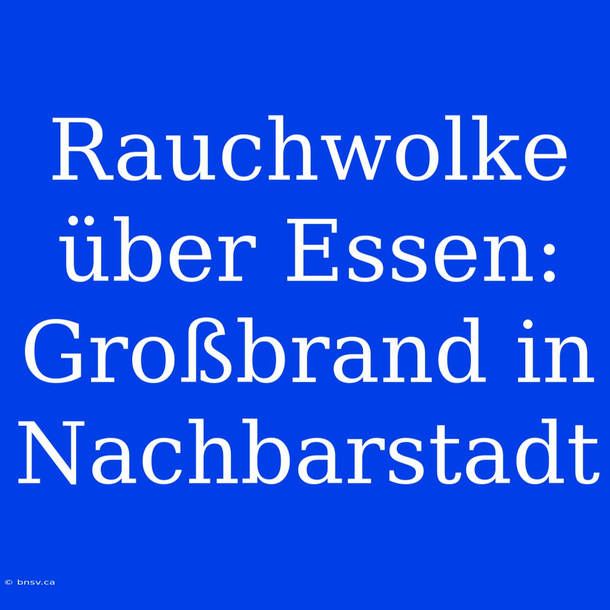 Rauchwolke Über Essen: Großbrand In Nachbarstadt