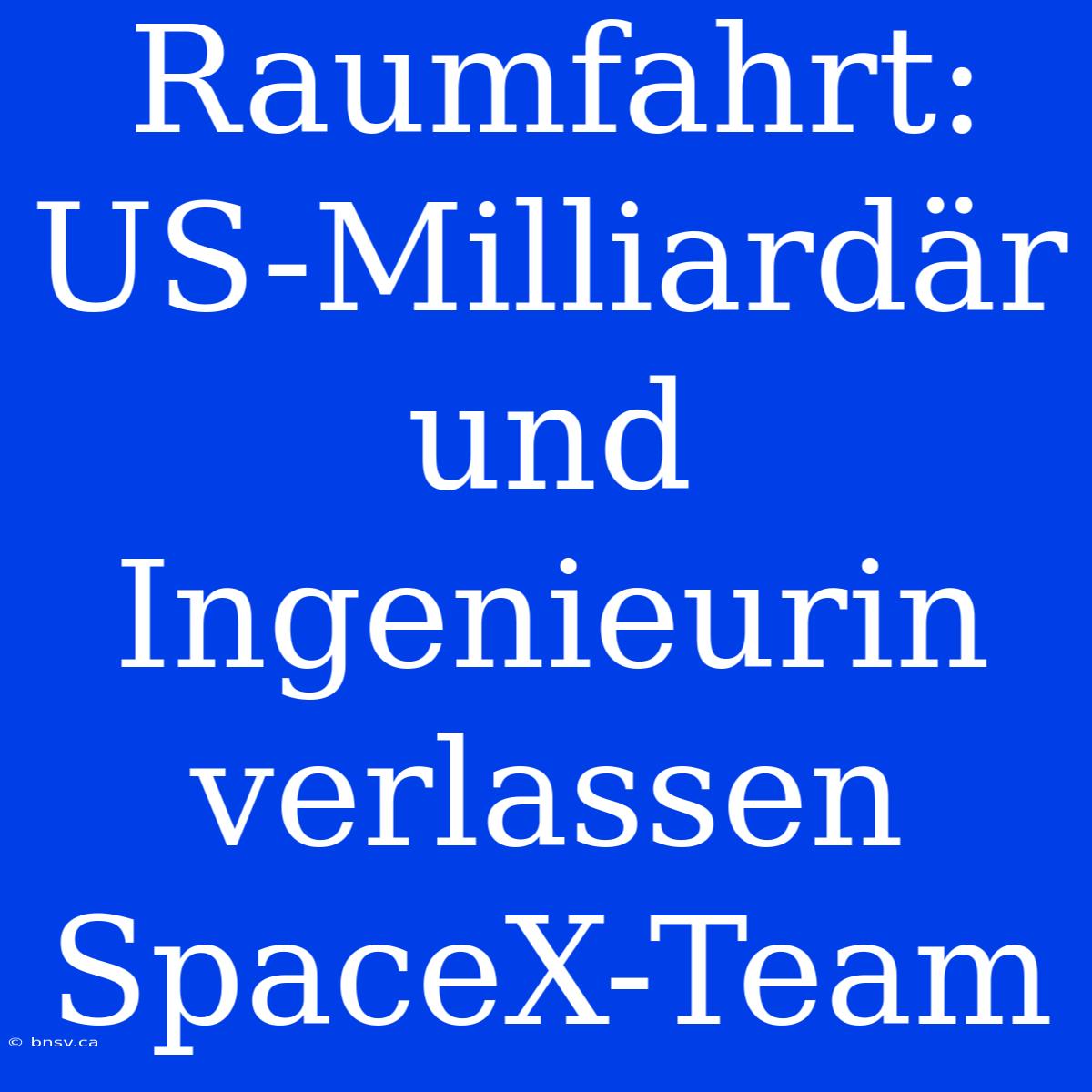 Raumfahrt: US-Milliardär Und Ingenieurin Verlassen SpaceX-Team