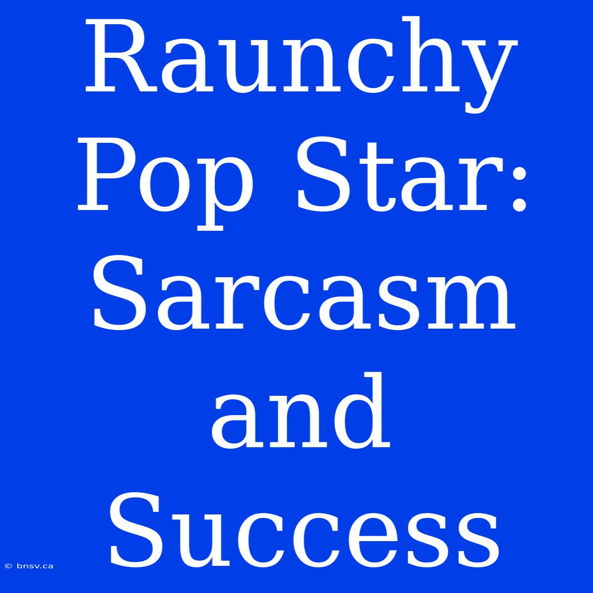 Raunchy Pop Star: Sarcasm And Success