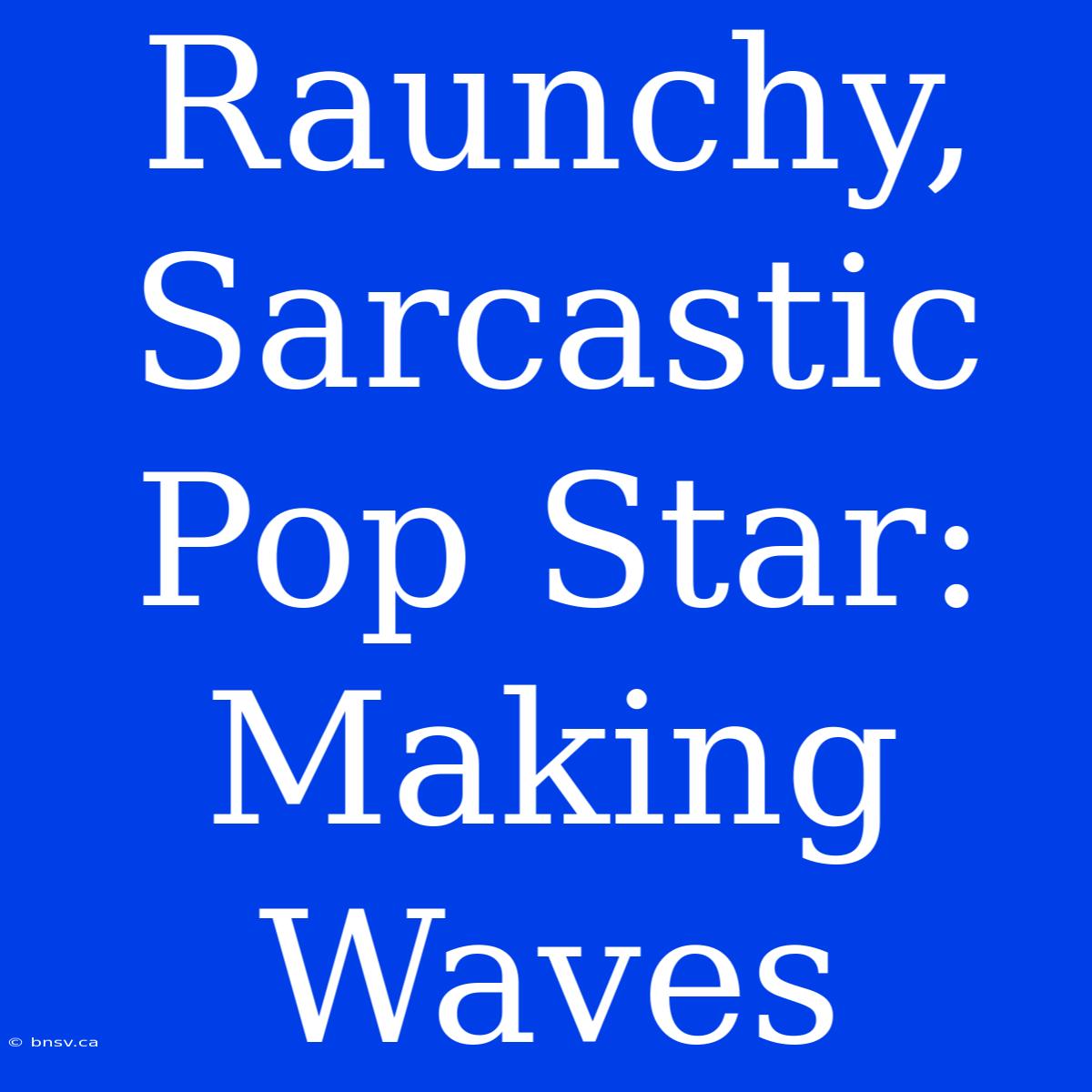 Raunchy, Sarcastic Pop Star: Making Waves