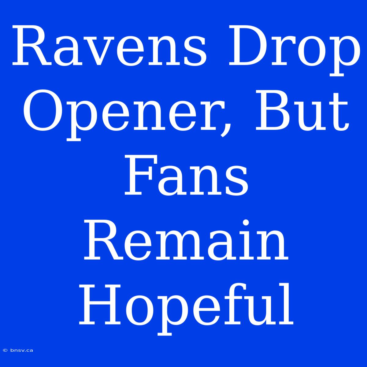 Ravens Drop Opener, But Fans Remain Hopeful