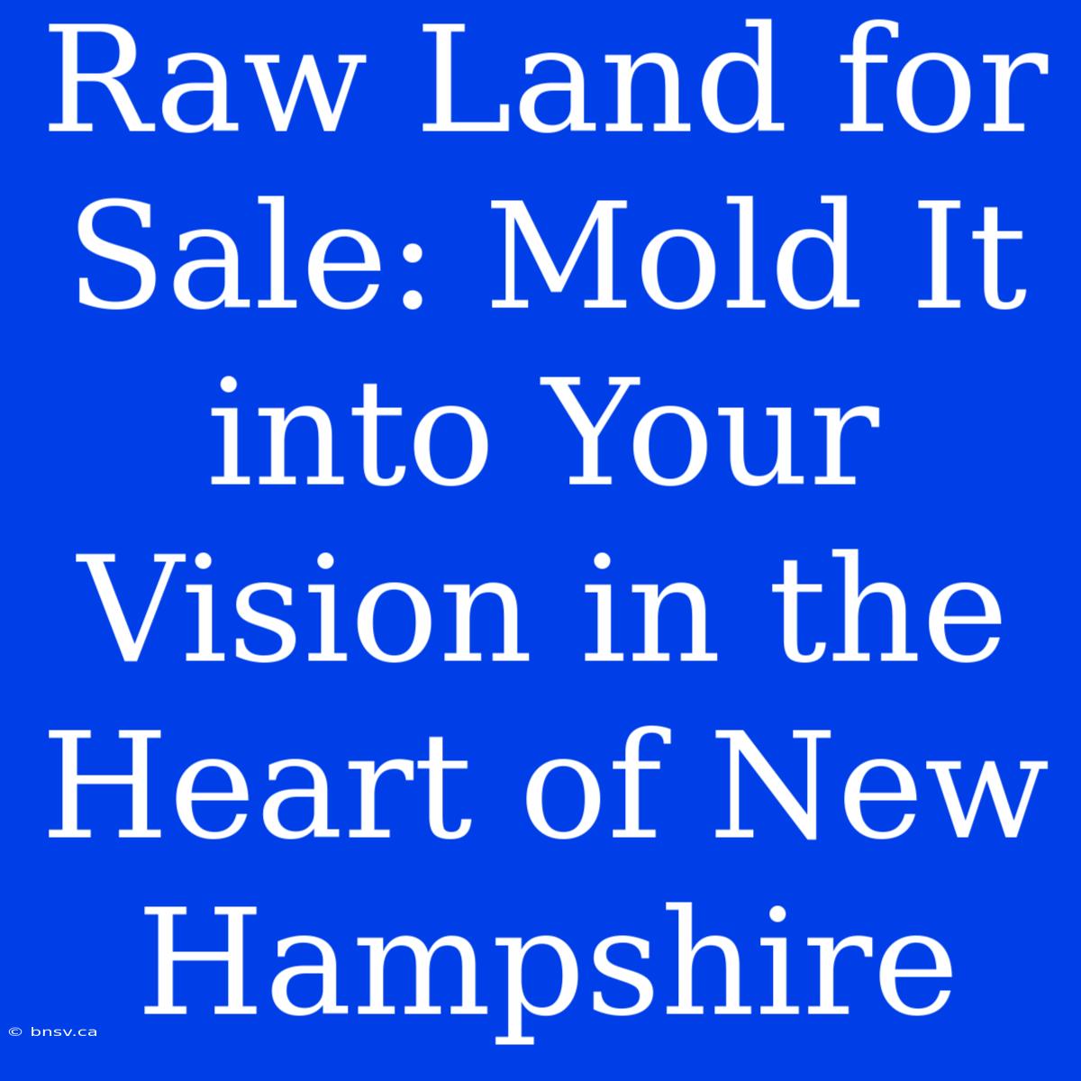 Raw Land For Sale: Mold It Into Your Vision In The Heart Of New Hampshire