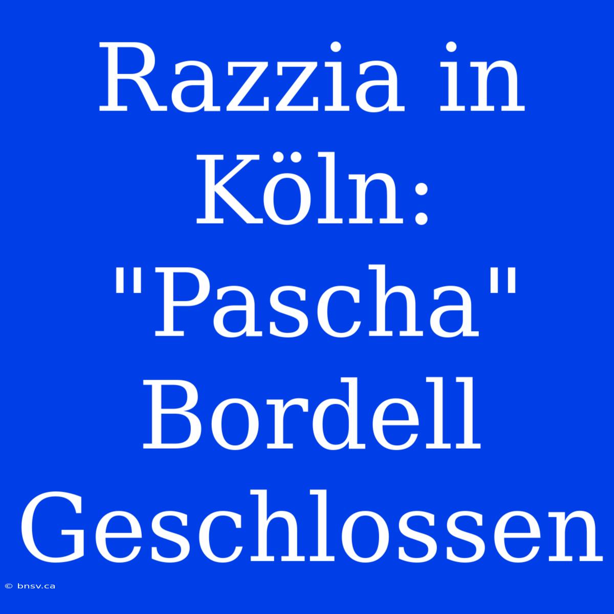 Razzia In Köln: 