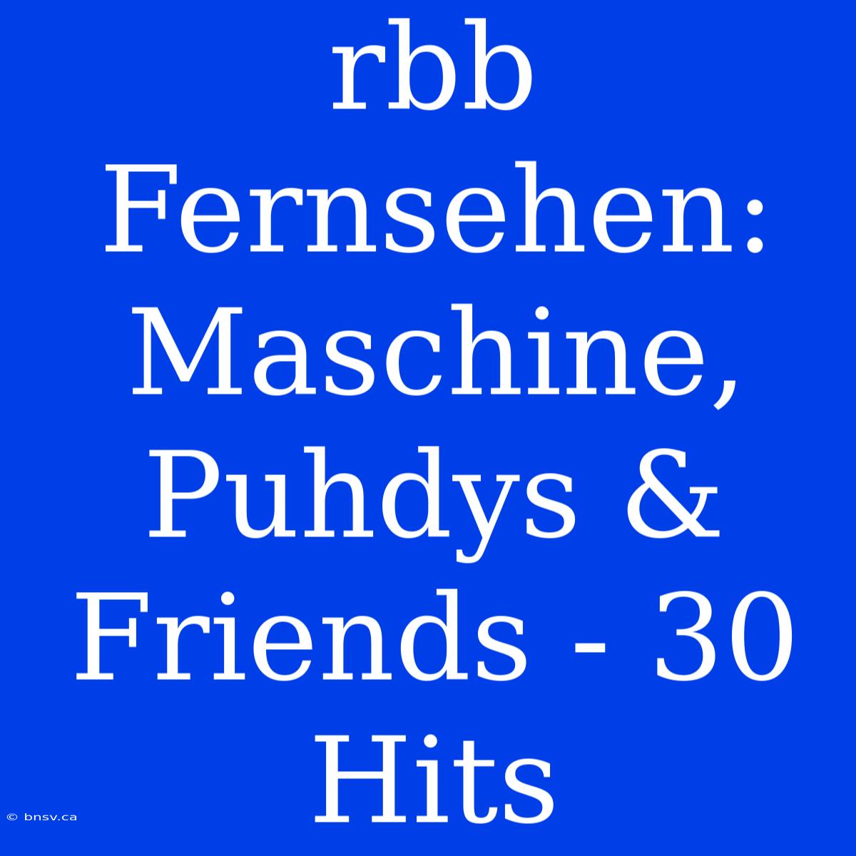 Rbb Fernsehen: Maschine, Puhdys & Friends - 30 Hits