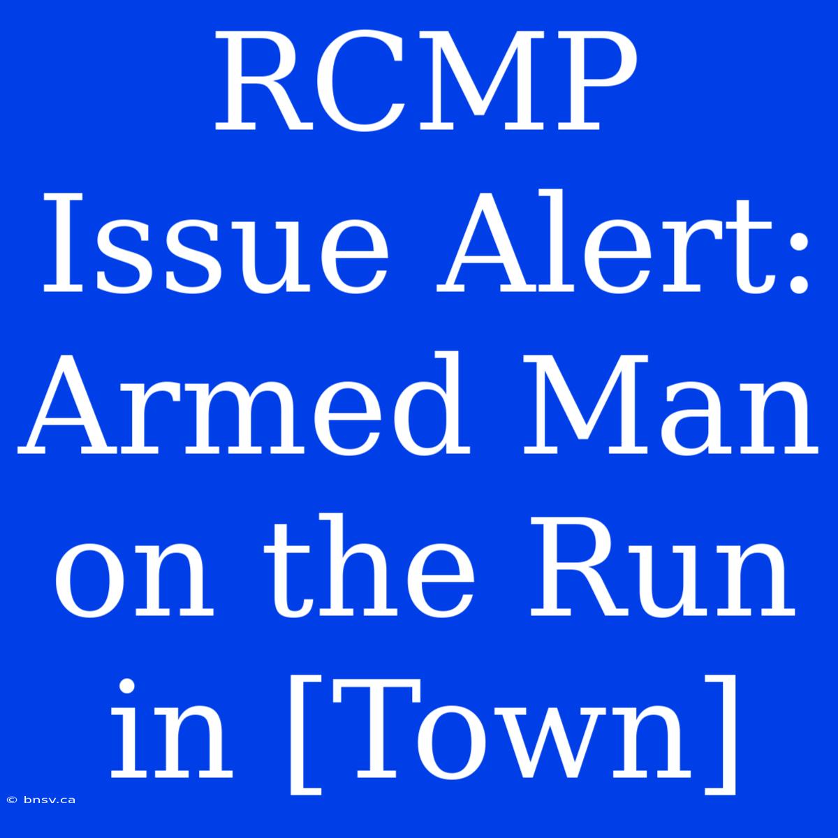 RCMP Issue Alert: Armed Man On The Run In [Town]