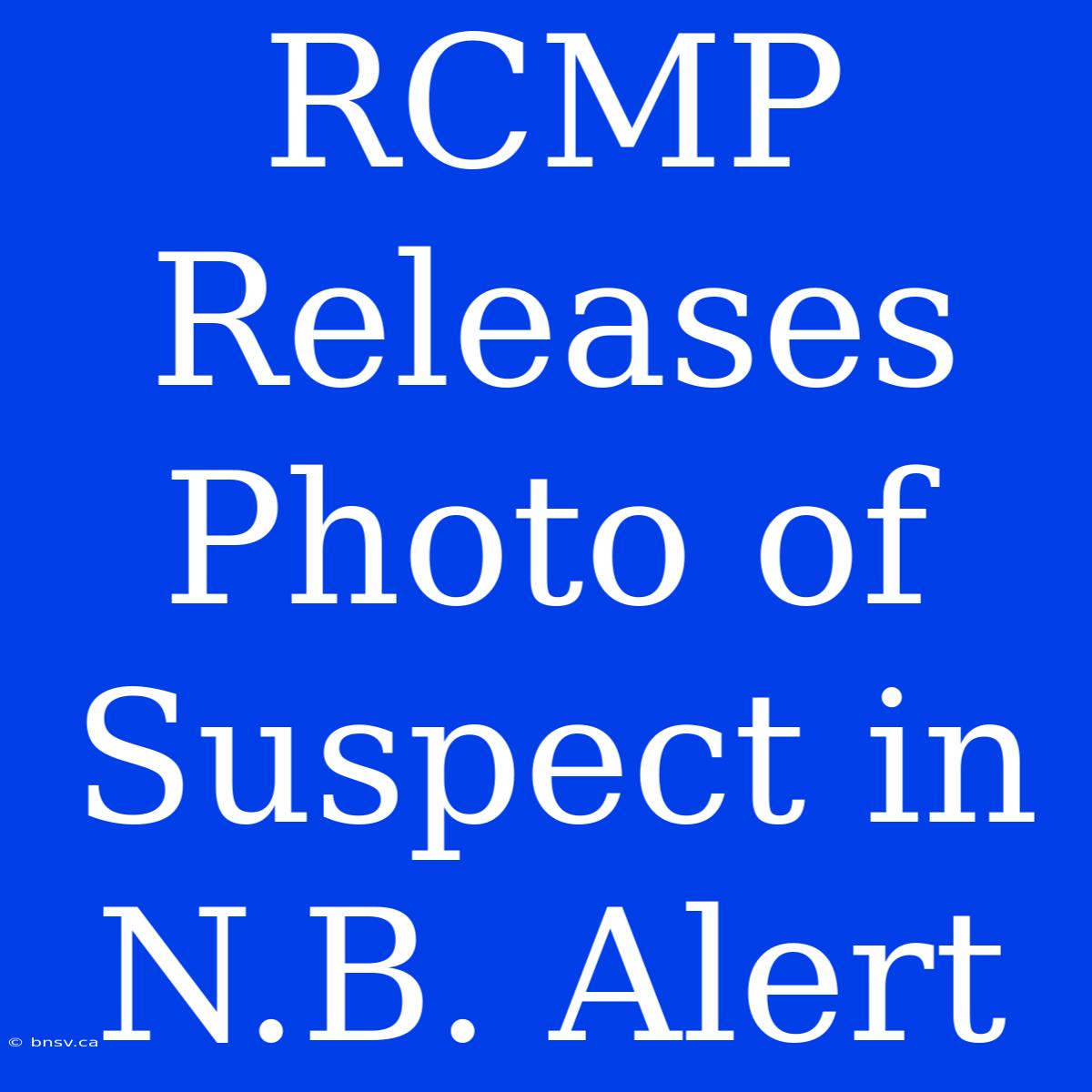 RCMP Releases Photo Of Suspect In N.B. Alert