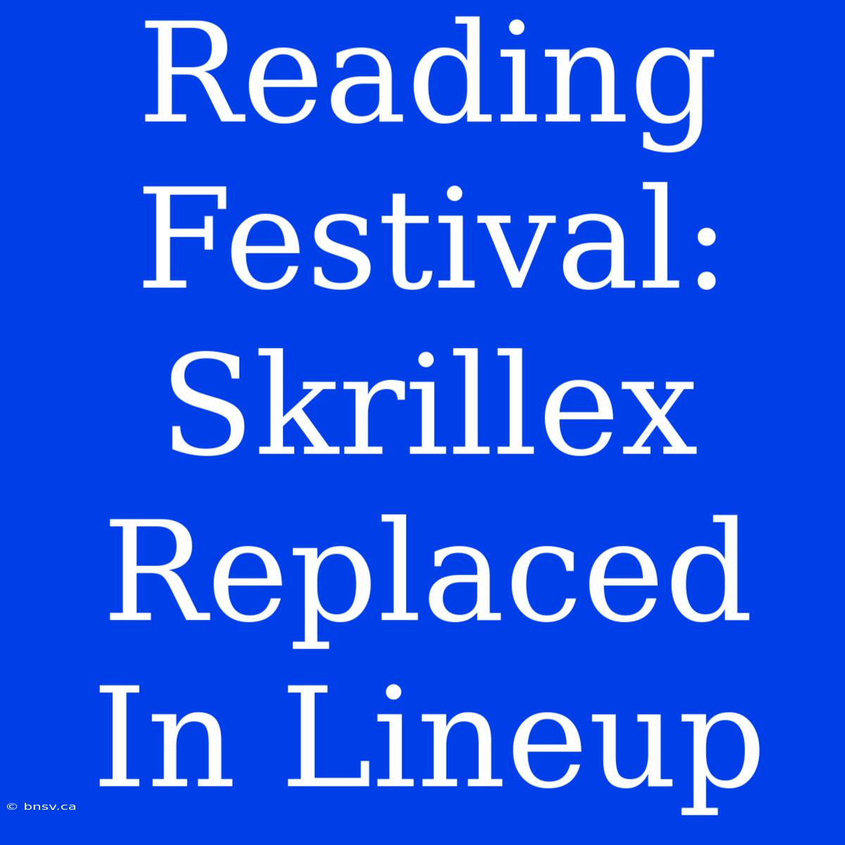 Reading Festival: Skrillex Replaced In Lineup