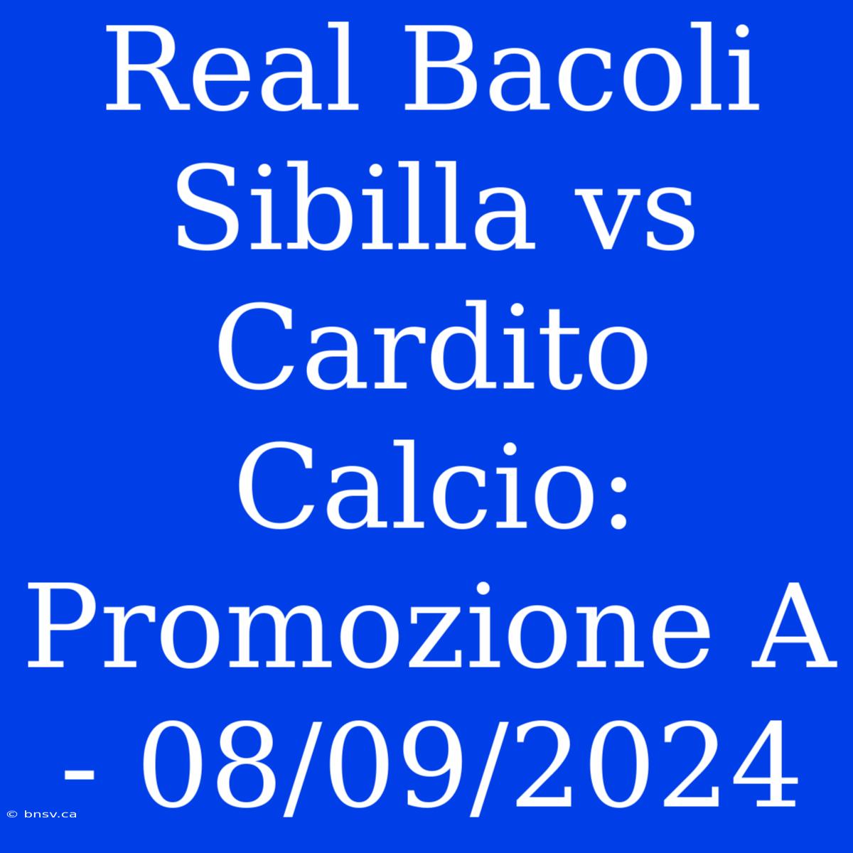 Real Bacoli Sibilla Vs Cardito Calcio: Promozione A - 08/09/2024